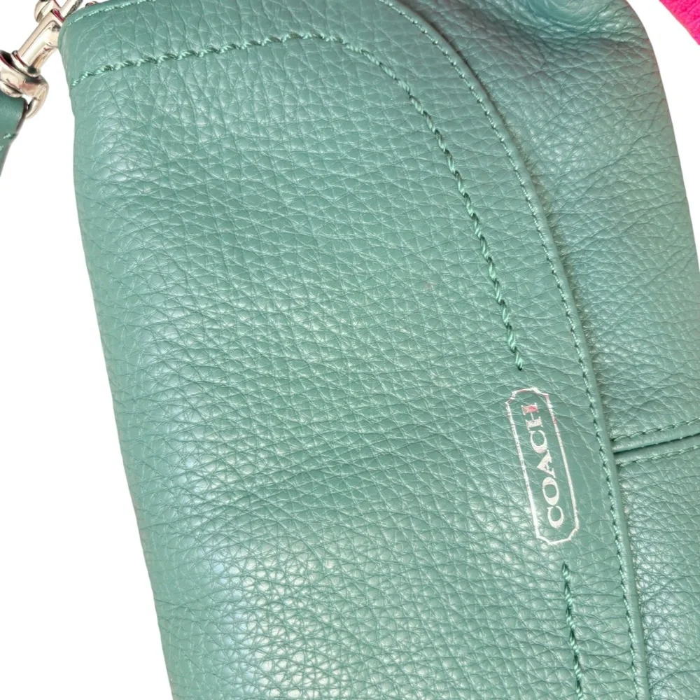 Coach green pebbled leather mini bag